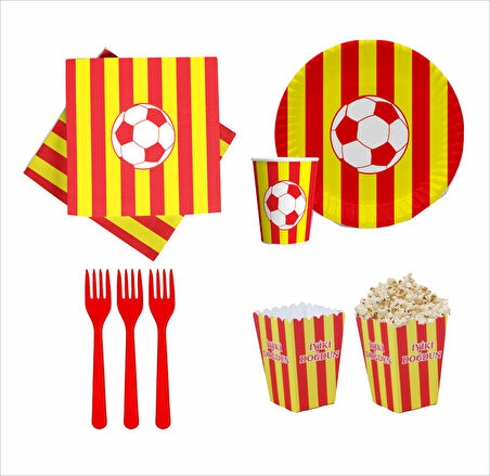 Taraftar (Galatasaray) 8 Tabak, 8 Bardak, 8 Mısır Kutusu, 10 Peçete, 10 Çatal