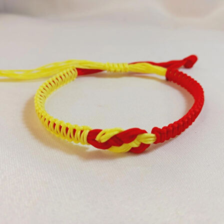 Crystal Atelier Sarı Kırmızı Galatasaray Sonsuzluk Figürlü Örgü Bileklik, Galatasaray Spor Renkleri Taraftar Bilekliği, Makrome Bileklik, Erkek Hediyesi, Maç Aksesuarı, İp Bileklik, Taraftar Bileklik