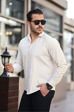 Erkek Büyük Beden Taş kejil Casual Pamuk Poplin Kumaş Gömlek