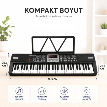 Başlangıç İçin 61 Tuşlu Elektronik Dijital Profosyenel Org Piyano Mikrafonlu Keyboard