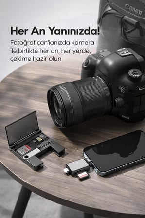 Çok Fonksiyonlu 7 ın 1 OTG Kart Okuyucu Type C USB Hafıza iPhone Android Kart Saklama Kutusu