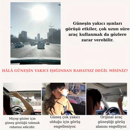 Araç İçi Güneş Siperliği Ön Cam Güneşliği Gece Gündüz Parlama Engelleyici Güneşlik Araç Gözlüğü
