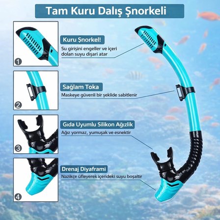 Yetişkinler İçin 3 in 1 Profesyonel Dalış Seti Palet Gözlük Şnorkel seti Dalış Yüzme Ekipmanı