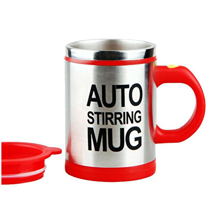 Kişiye Özel Kendini Karıştıran Mikser Kupa Termos Bardak  Kırmızı - Self Stirring Mug