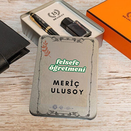 Felsefe Öğretmenine Özel Metal Kutulu Dolma Kalem Seti – Şık ve Anlamlı Hediye