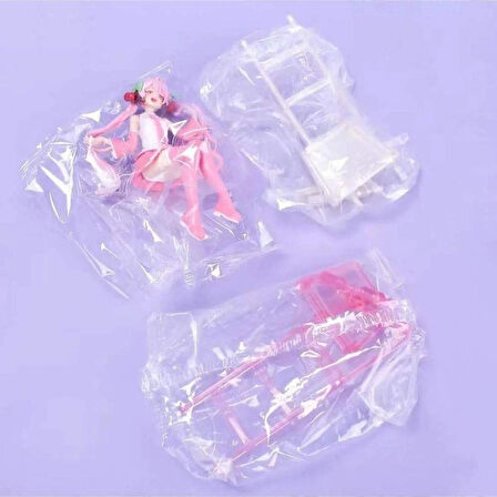 Hatsune miku kawaiii Sakura kız sandalyede oturan figür Modeli 15 cm