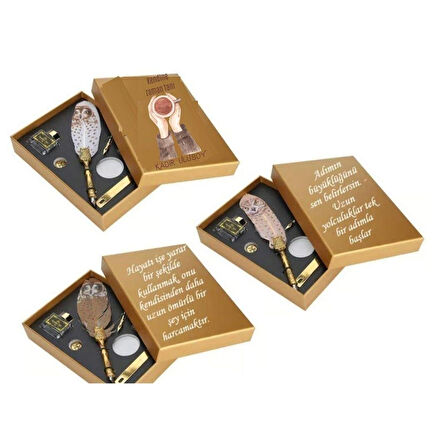 Kişiye Özel  Kendine Zaman Tanı Tasarımlı Baykuş Desenli Tüylü Divit Kalem Set