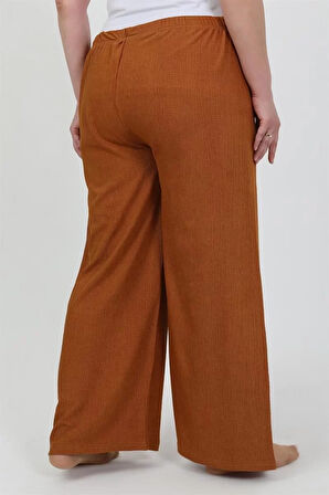 Moda Kadın Büyük Beden Bürümcük Pantolon Kremit