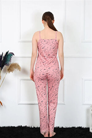 Moda Kadın İp Askılı Pudra Pijama Takım