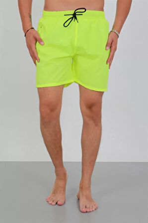 Moda Erkek Fermuarlı Cepli Deniz Şortu Neon Yeşil