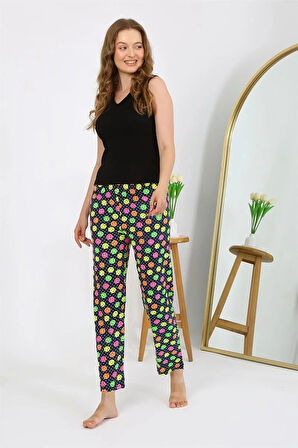 Moda Kadın Penye Smile Desenli Tek Alt Pijama