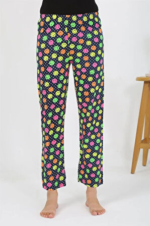 Moda Kadın Penye Smile Desenli Tek Alt Pijama