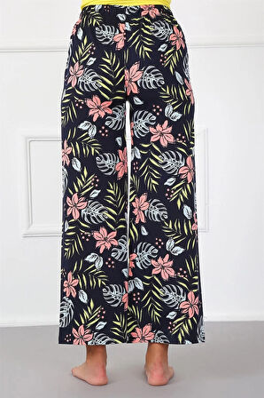 Moda Bayan Penye Bol Paça Pantolon Lacivert