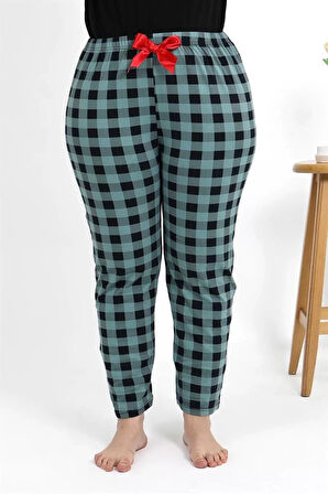 Moda Kadın Pamuklu Büyük Beden Alt Pijama Turkuaz