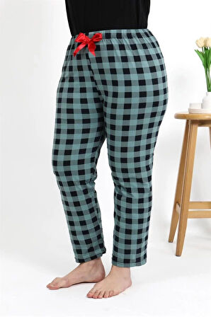 Moda Kadın Pamuklu Büyük Beden Alt Pijama Turkuaz