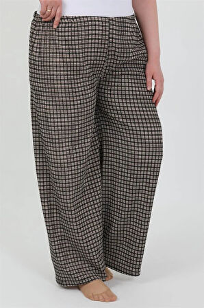 Moda Kadın Büyük Beden Bürümcük Pantolon  Kahve