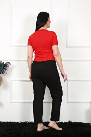 Moda Kadın Pamuklu Büyük Beden Alt Pijama Siyah