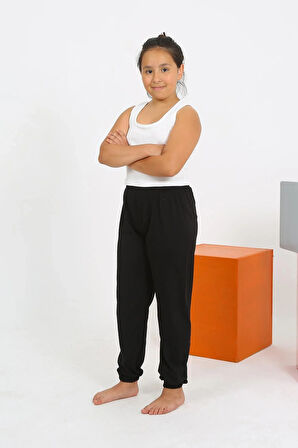 Moda Kız Çocuk Sıfır Kol Beyaz Penye Pijama Takım