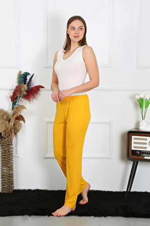 Moda Kadın Pamuk Penye Tek Alt Pijama Sarı