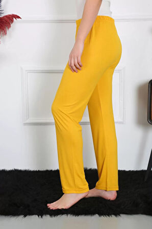 Moda Kadın Pamuk Penye Tek Alt Pijama Sarı