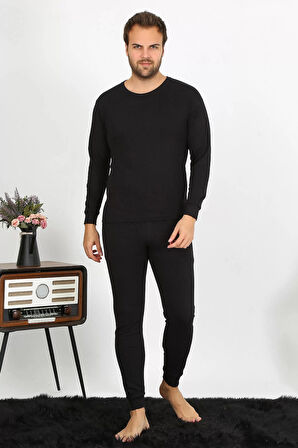 Moda Erkek Pamuk Siyah İçlik Takım