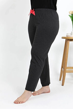 Moda Kadın Pamuklu Büyük Beden Alt Pijama Antrasit