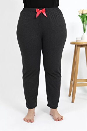 Moda Kadın Pamuklu Büyük Beden Alt Pijama Antrasit