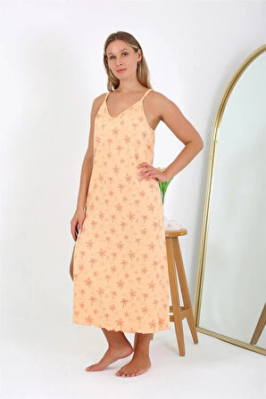 Moda Kadın Büyük Beden İp Askılı Uzun Gecelik