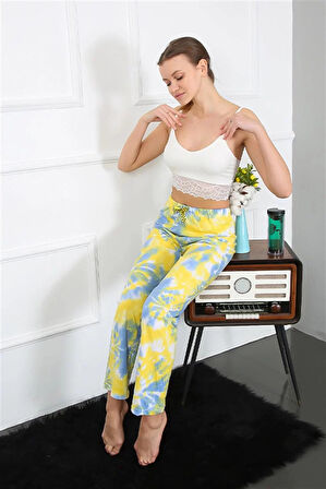 Moda Kadın Pamuklu Alt Pijama Sarı