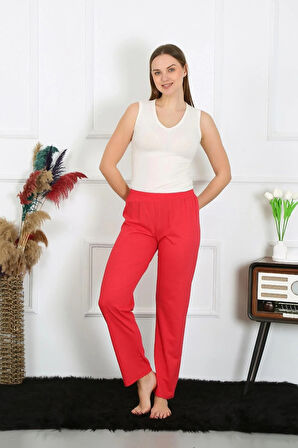 Moda Kadın Pamuk Penye Tek Alt Pijama Mercan