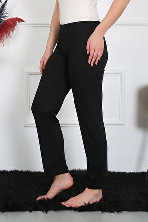 Moda Kadın Pamuk Penye Tek Alt Pijama Siyah