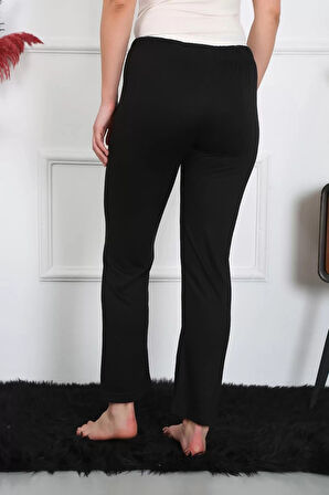 Moda Kadın Pamuk Penye Tek Alt Pijama Siyah
