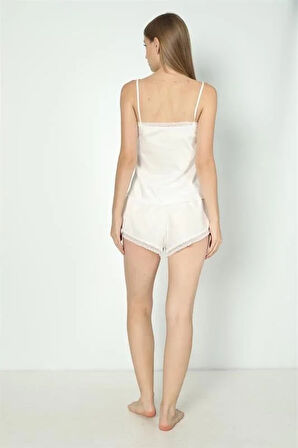 Moda Kadın 2'li Saten İp Askılı Pijama Takımı