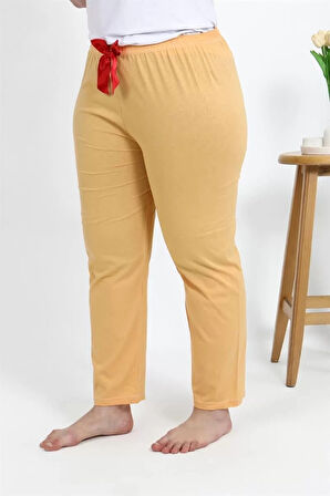 Moda Kadın Pamuklu Büyük Beden Alt Pijama Sarı