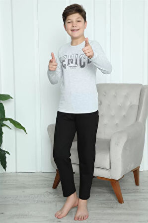 Moda Erkek Çocuk Penye Pijama Takım Gri