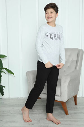 Moda Erkek Çocuk Penye Pijama Takım Gri