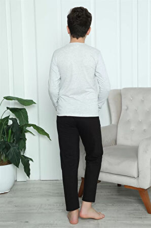 Moda Erkek Çocuk Penye Pijama Takım Gri