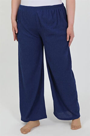Moda Kadın Büyük Beden Bürümcük Pantolon  Saks