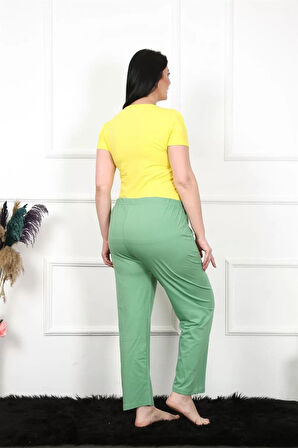 Moda Kadın Pamuklu Büyük Beden Alt Pijama Yeşil