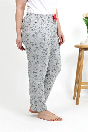 Moda Kadın Pamuklu Büyük Beden Alt Pijama Gri