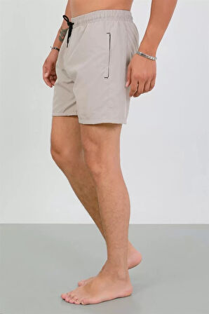 Moda Erkek Fermuarlı Cepli Deniz Şortu Bej