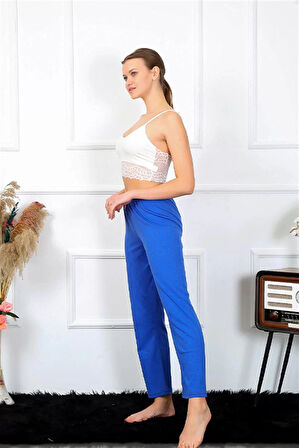 Moda Kadın Pamuklu Alt Pijama Saks