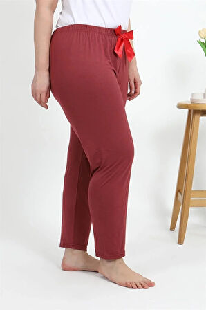 Moda Kadın Pamuklu Büyük Beden Alt Pijama Yavruağzı