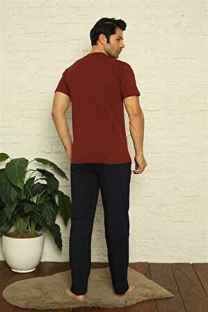 Moda Erkek Bordo 3'lü Pijama Takım Bordo