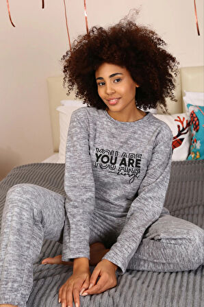 Moda Polar Kadın Pijama Takımı Gri