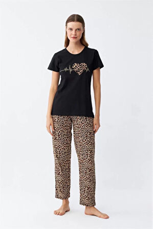 Moda Kadın Penye Kısa Kol Pijama Takım 4128