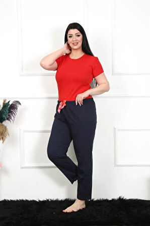 Moda Kadın Pamuklu Büyük Beden Alt Pijama Lacivert