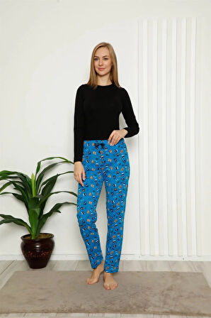 Moda Kadın Pamuklu Alt Pijama Saks