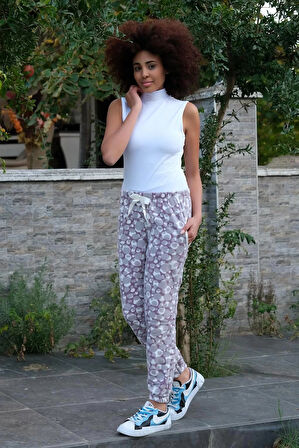 Moda Kadın Welsoft Polar Tek Alt Pijama Mor