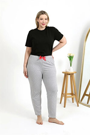 Moda Kadın Pamuklu Büyük Beden Alt Pijama Gri
